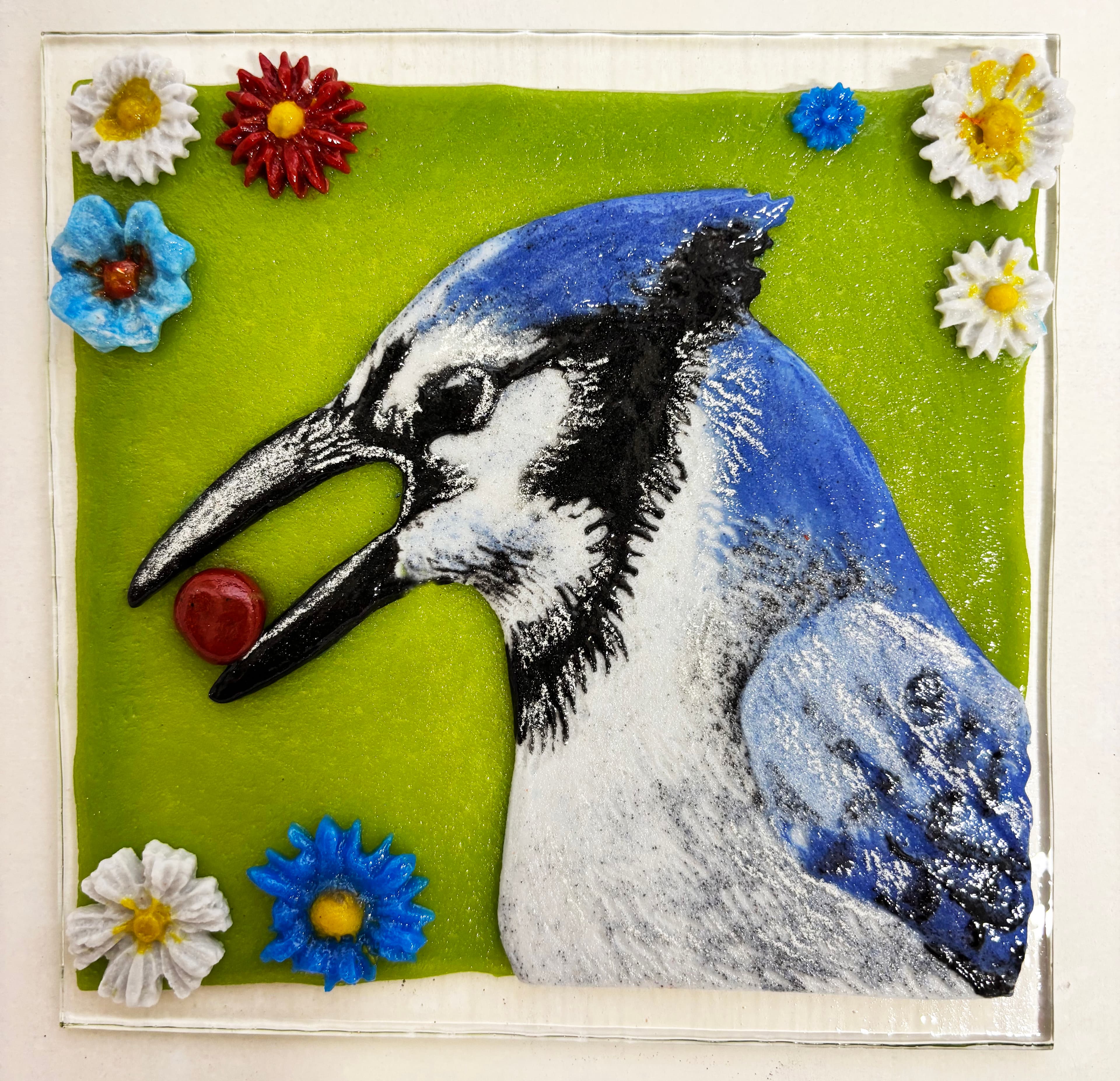 An Introduction to Modeling Glass, Blue Jay with Blossoms, Flower Imprint Day 1